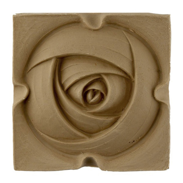 4-1/4"(W) x 4-1/4"(H) x 3/8"(Relief) - Art Nouveau Rose Rosette - [Compo Material] - Brockwell Incorporated