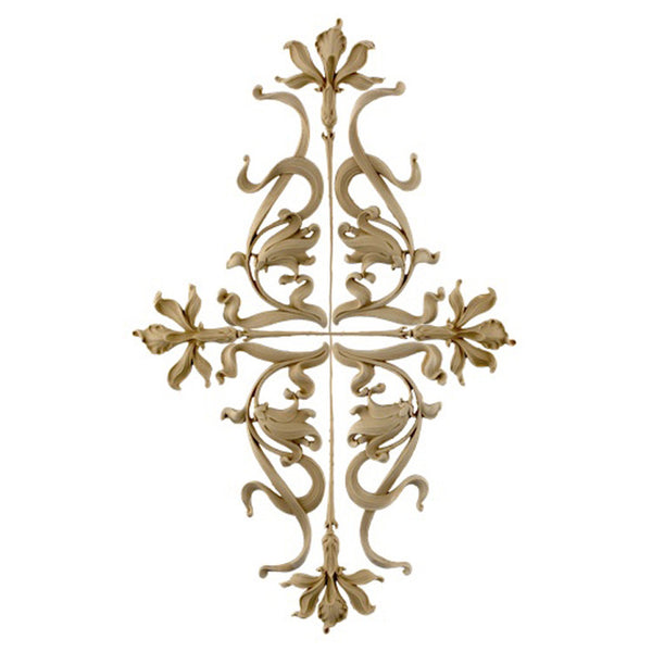 14"(W) x 22-3/4"(H) x 3/8"(Relief) - Art Nouveau Flower Applique - [Compo Material] - Brockwell Incorporated