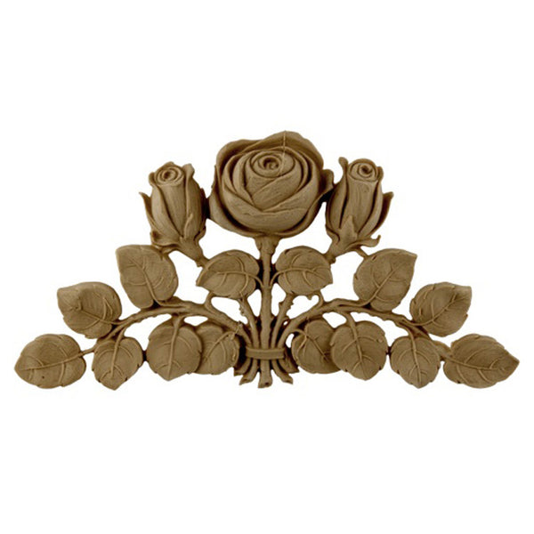 8-1/4"(W) x 4-1/4"(H) x 1/2"(Relief) - Art Nouveau Rose Applique - [Compo Material] - Brockwell Incorporated