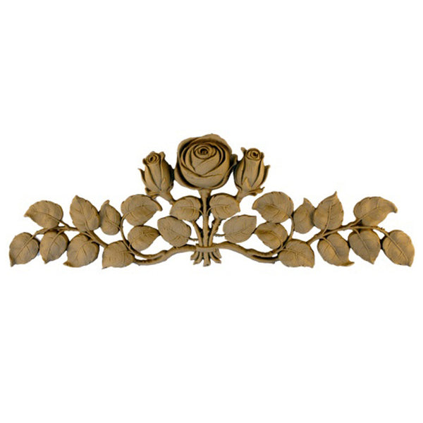 13-1/4"(W) x 4-1/2"(H) x 3/4"(Relief) - Art Nouveau Rose Applique - [Compo Material] - Brockwell Incorporated