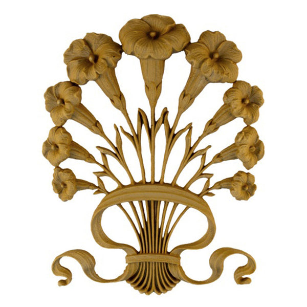 6"(W) x 7-1/4"(H) x 1/4"(Relief) - Art Nouveau Morning Glory Applique - [Compo Material] - Brockwell Incorporated