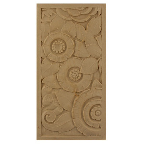 4"(W) x 8"(H) x 5/16"(Relief) - Rectangular Art Deco Rosette Design - [Compo Material] - Brockwell Incorporated