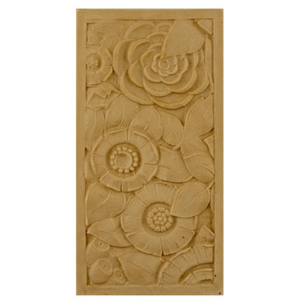 4"(W) x 8"(H) x 5/16"(Relief) - Art Deco Rectangular Rosette Design - [Compo Material] - Brockwell Incorporated