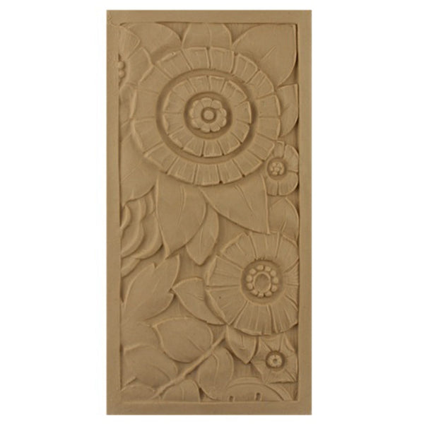 4"(W) x 8"(H) x 5/16"(Relief) - Art Deco Rectangular Rosette - [Compo Material] - Brockwell Incorporated