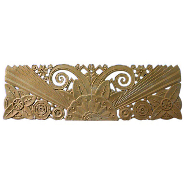 35"(W) x 11-1/4"(H) x 1/4"(Relief) - Floral Art Deco Applique Design - [Compo Material] - Brockwell Incorporated