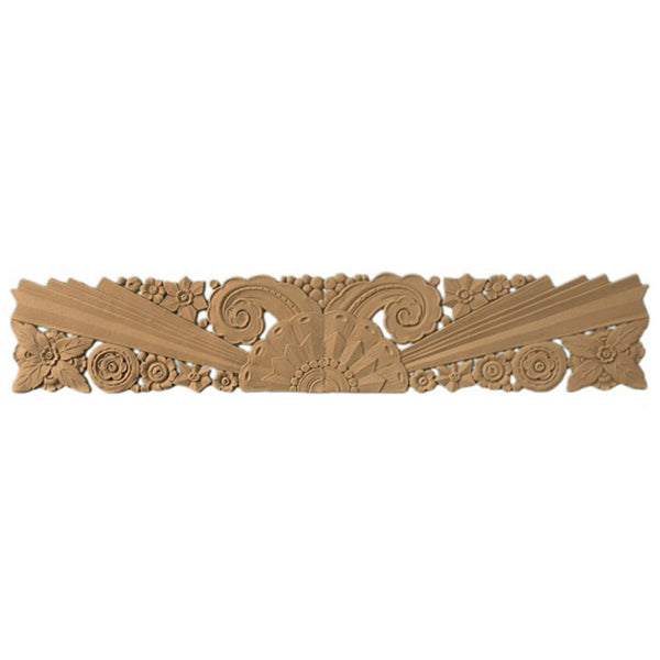 34"(W) x 6-1/4"(H) x 1/4"(Relief) - Art Deco Floral Accent - [Compo Material] - Brockwell Incorporated