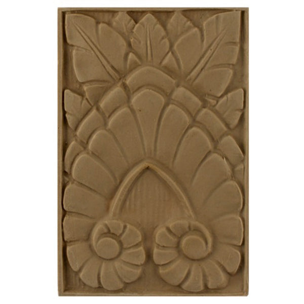 4"(W) x 6"(H) x 1/4"(Relief) - Art Deco Rosette for Woodwork - [Compo Material] - Brockwell Incorporated
