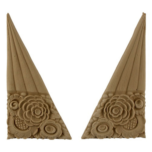 3-5/8"(W) x 7"(H) x 7/16"(Relief) - Art Deco Applique (PAIR) - [Compo Material] - Brockwell Incorporated