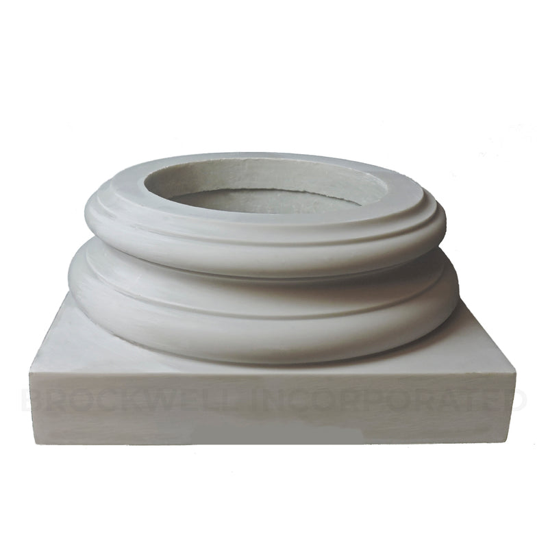 Fiberglass composite Ionic Order (Attic) base moldings & plinth for interior wood columns