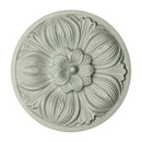 5-1/8" (Diam.) x 1/2" (Relief) - Classic Floral Rosette Applique - [Plaster Material] - Brockwell Incorporated 