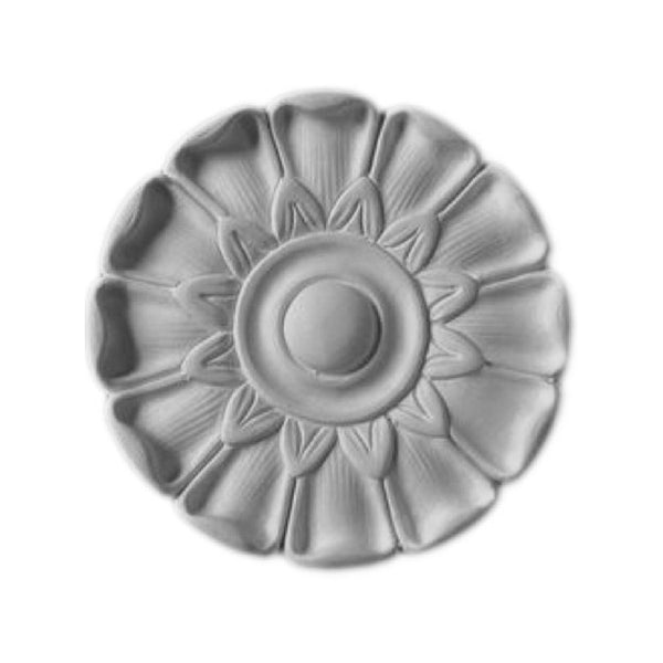 5" (Diam.) x 3/4" (Relief) - Classic Floral Circle Rosette Accent - [Plaster Material] - Brockwell Incorporated 