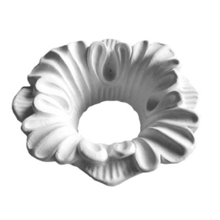5" (Diam.) x 2" (Relief) - Hole: 2" - Floral Bulb Ring - [Plaster Material] - Brockwell Incorporated 