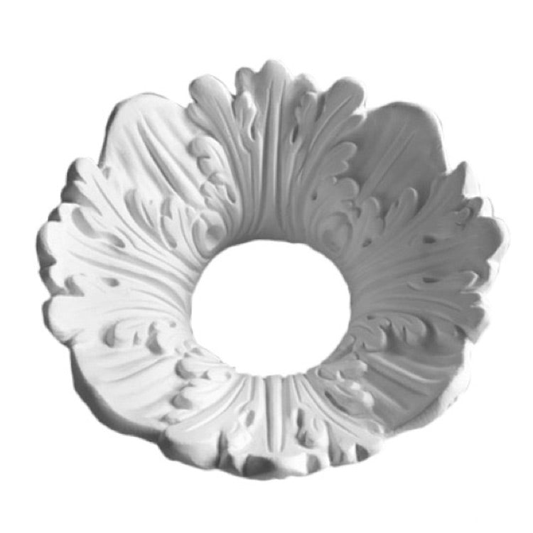 6" (Diam.) x 2-1/2" (Relief) - Hole: 2-1/4" - Acanthus Leaf Bulb Ring - [Plaster Material] - Brockwell Incorporated 