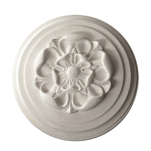 8" (Diam.) x 2" (Relief) - Roman Style Flower Circle Medallion - [Plaster Material] - Brockwell Incorporated 