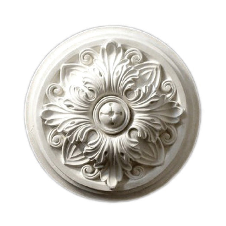 7-1/4" (Diam.) x 2" (Relief) - Roman Floral Rosette Applique - [Plaster Material] - Brockwell Incorporated 