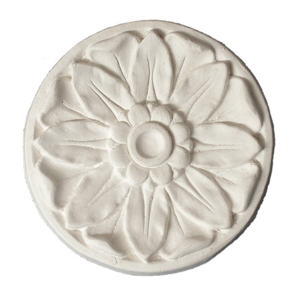 4-1/8" (Diam.) x 1/2" (Relief) - Classic Floral Rosette - [Plaster Material] - Brockwell Incorporated 