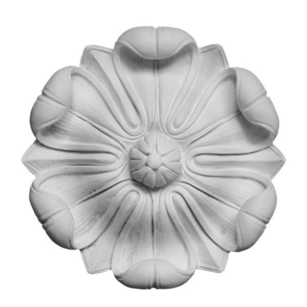 13" (Diam.) x 3-1/2" (Relief) - Floral Roman Floral Rosette Design - [Plaster Material] - Brockwell Incorporated 