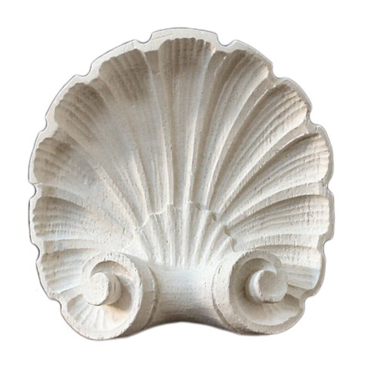 4-3/8" (W) x 4-3/8"(H) x 1-1/2" (Relief) - Shell Rosette - [Plaster Material] - Brockwell Incorporated 
