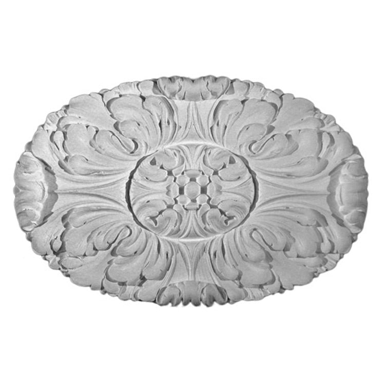 11-5/8" (W) x 7-3/4"(H) x 11/16" (Relief) - Louis XVI Rosette - [Plaster Material] - Brockwell Incorporated 