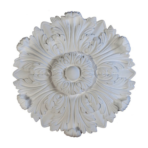 15-1/2" (Diam.) x 1-1/2" (Relief) - Roman Floral Round Rosette - [Plaster Material] - Brockwell Incorporated 