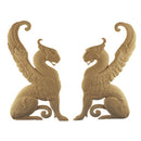 6-5/8"(W) x 11"(H) X 3/8"(Relief) - Griffin Applique for Wood (PAIR) - [Compo Material] - DIY Home Accents