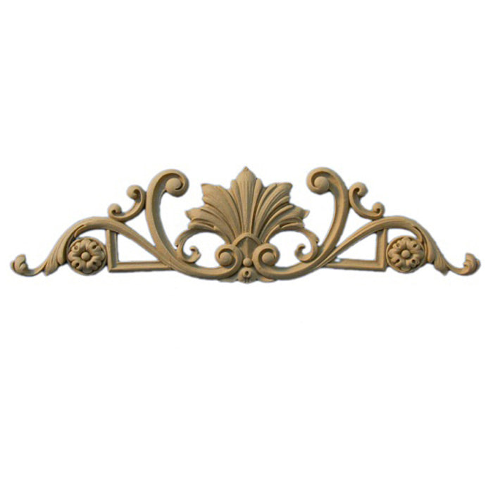 Interior Compo Resin Ornate - 2-1/4"(W) x 1-1/2"(H) - Shell w/ Floral Scrolls Applique - [Compo Material]