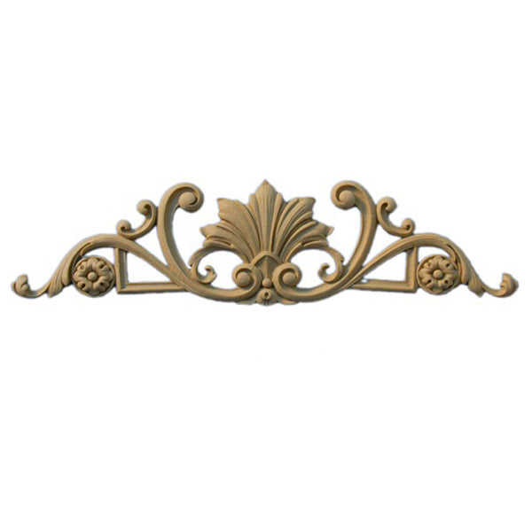 Interior Compo Resin Ornate - 4-1/2"(W) x 2-1/2"(H) - Shell w/ Floral Scrolls Applique - [Compo Material]