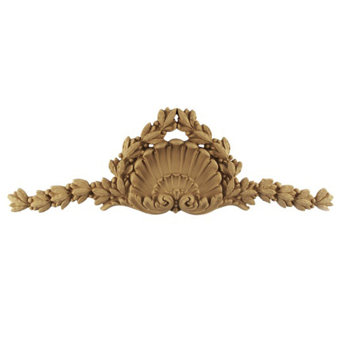 Interior Compo Resin Ornate - 17-3/8"(W) x 5-3/4"(H) x 7/8"(Relief) - Louis XVI Shell Applique - [Compo Material]