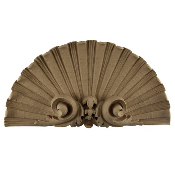 Interior Compo Resin Ornate - 14"(W) x 7-1/4"(H) x 1-5/8"(Relief) - French Renaissance Shell Applique - [Compo Material]