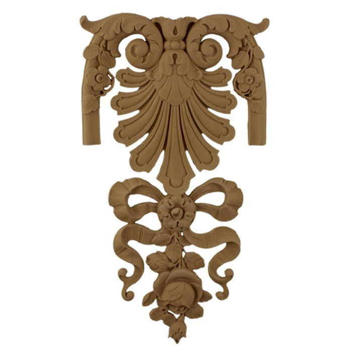 Interior Compo Resin Ornate - 6-3/4"(W) x 12-1/4"(H) x 3/8"(Relief) - Wall Panel Shell Top Applique - [Compo Material]