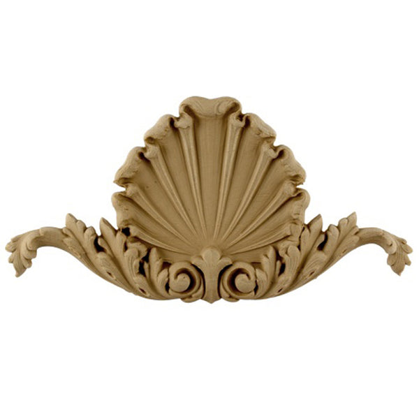 Interior Compo Resin Ornate - 10-1/2"(W) x 5-1/2"(H) x 3/8"(Relief) - French Renaissance Shell Applique - [Compo Material]