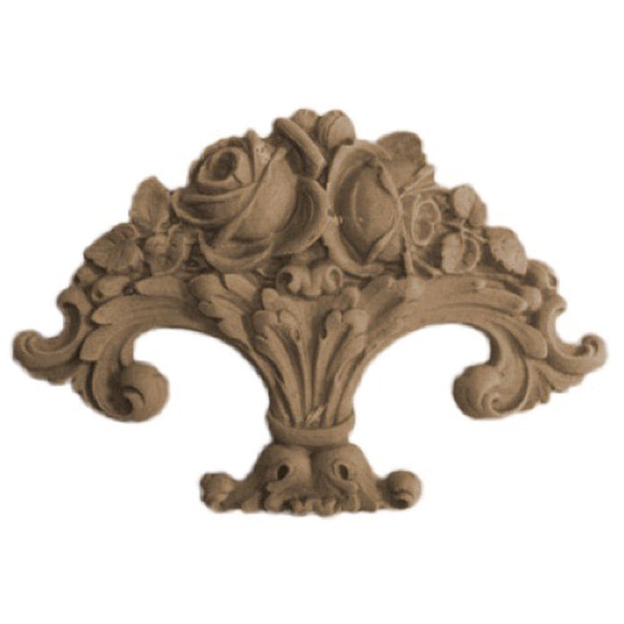 6-1/2"(W) x 3-3/4"(H) - Floral Basket Accent - [Compo Material] - Brockwell Incorporated