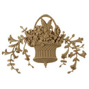 10-5/8"(W) x 8"(H) x 5/16"(Relief) - Louis XVI Floral Basket Accent - [Compo Material] - Brockwell Incorporated