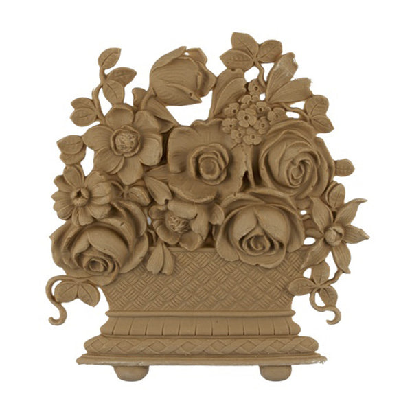 7-1/4"(W) x 8"(H) - Rose Ornate Basket Accent - [Compo Material] - Brockwell Incorporated