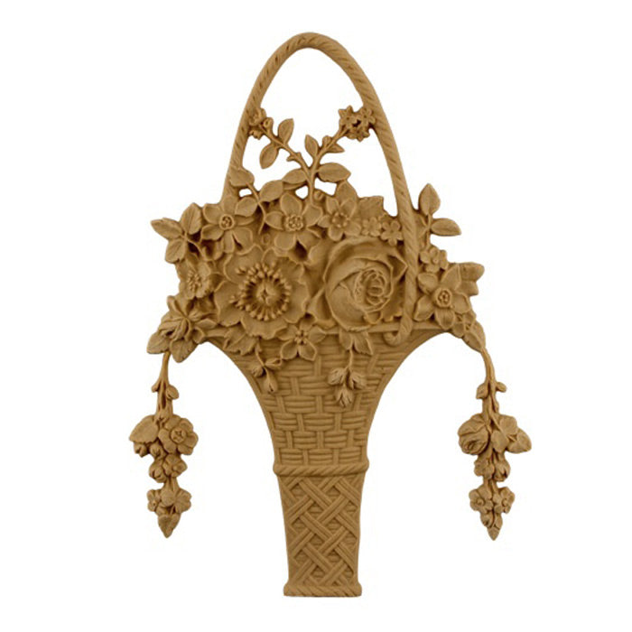 ornate rose basket applique made from high quality resin material