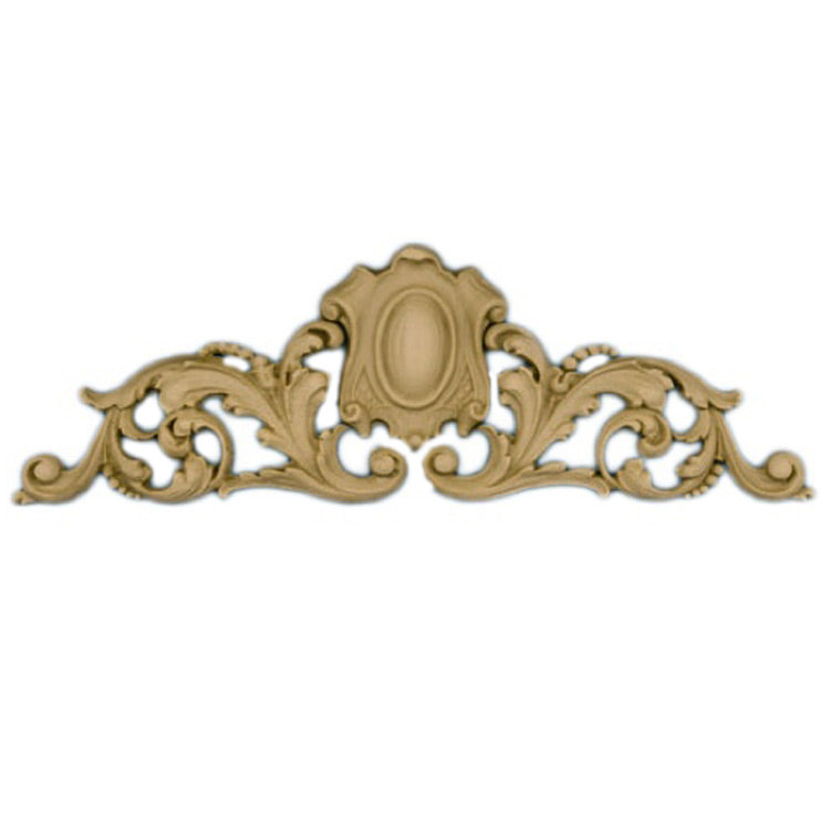 9-1/2"(W) x 3"(H) - Leaf & Shield Cartouche Accent - [Compo Material] - Brockwell Incorporated