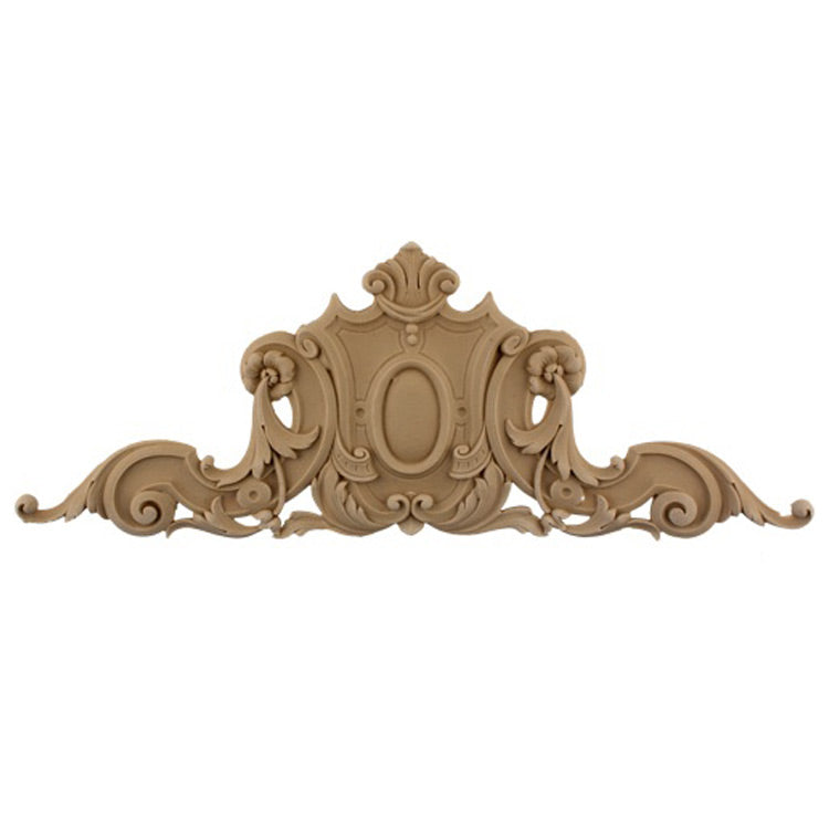 17-3/4"(W) x 6-1/2"(H) - Ornate Shield Cartouche Accent - [Compo Material] - Brockwell Incorporated