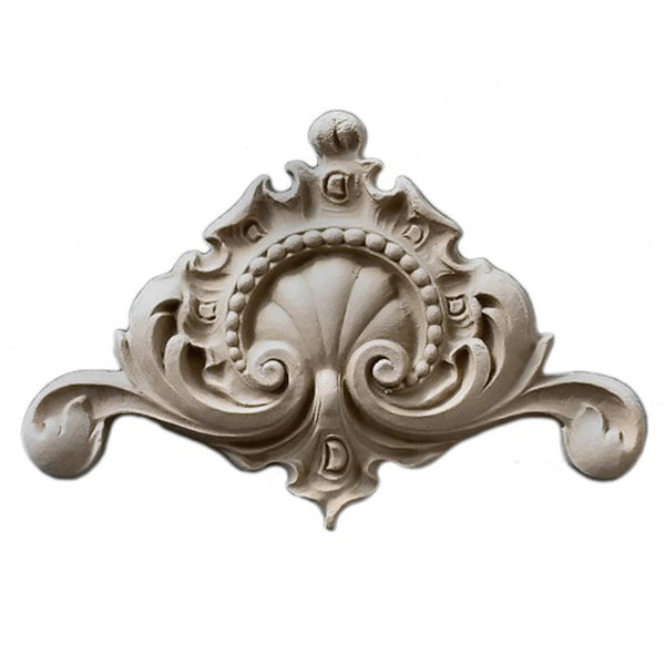 5-5/8"(W) x 3-7/8"(H) - Central Shell Cartouche Accent - [Compo Material] - Brockwell Incorporated