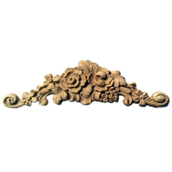 4"(W) x 1-1/8"(H) - Floral Cartouche Accent  - [Compo Material] - Brockwell Incorporated