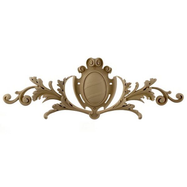 30"(W) x 10-1/2"(H) x 1/2"(Relief) - Renaissanc Cartouche w/ Scrolls Accent - [Compo Material] - Brockwell Incorporated