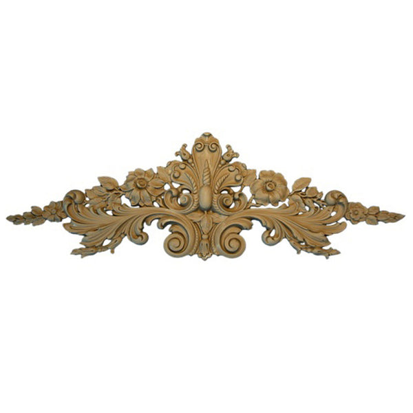 20-1/2"(W) x 6-5/8"(H) x 3/8"(Relief) - Floral Cartouche Accent - [Compo Material] - Brockwell Incorporated