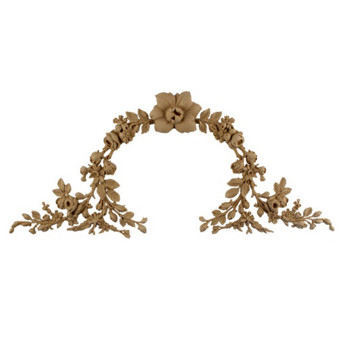 Resin Furniture Appliques - 19-3/4"(W) x 8-3/4"(H) - Floral Wreath Applique - [Compo Material]