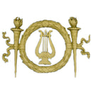 Resin Furniture Appliques - 9-1/2"(W) x 6-1/4"(H) x 9/16"(Relief) - Louis XVI Wreath w/ Harp Applique - [Compo Material]