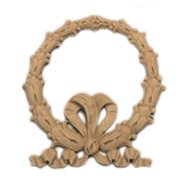 small classic composition wreath applique for wood cabinetry