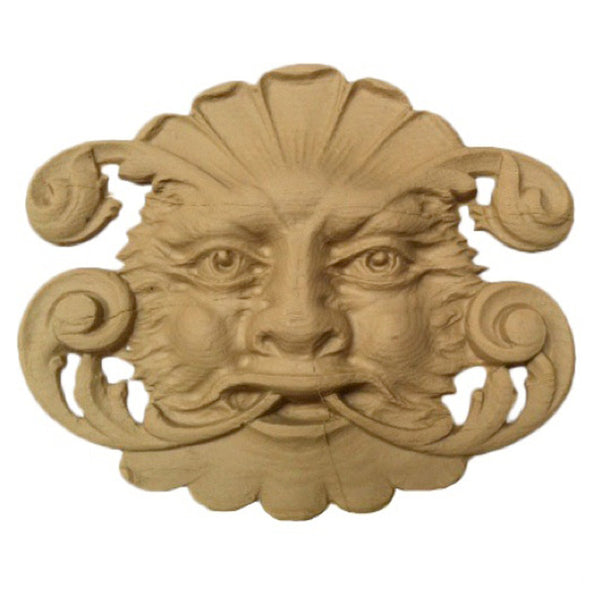 Item Number: FCE-4636-CP-2 - 6"(W) x 5"(H) x 3/4"(Relief) - Man's Face Applique - [Compo Material] - Brockwell Incorporated