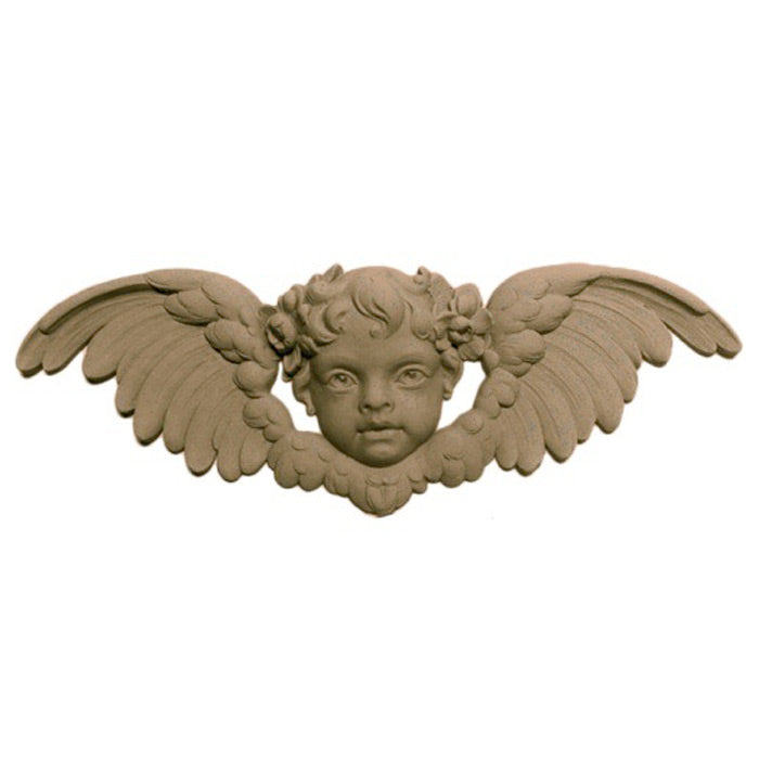 Item Number: FCE-9636-CP-2 - 14-1/2"(W) x 5"(H) x 1-1/4"(Relief) - Cherub Applique - [Compo Material] - Brockwell Incorporated