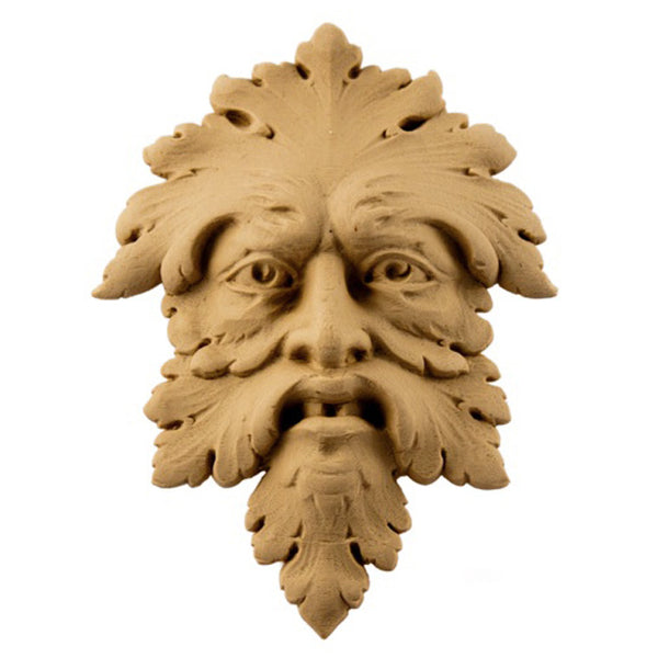Item Number: FCE-9836-CP-2 - 4"(W) x 5-5/8"(H) x 1"(Relief) - Green Man Face Applique - [Compo Material] - Brockwell Incorporated