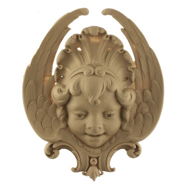 Item Number: FCE-3936-CP-2 - 6-5/8"(W) x 8-1/8"(H) x 1-1/4"(Relief) - Louis XV Cherub Applique - [Compo Material] - Brockwell Incorporated