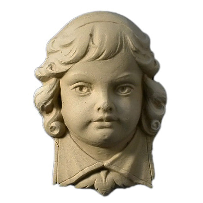 Item Number: FCE-5936-CP-2 - 2-3/4"(W) x 3-7/8"(H) x 1-5/16"(Relief) - Boy's Head Applique - [Compo Material] - Brockwell Incorporated