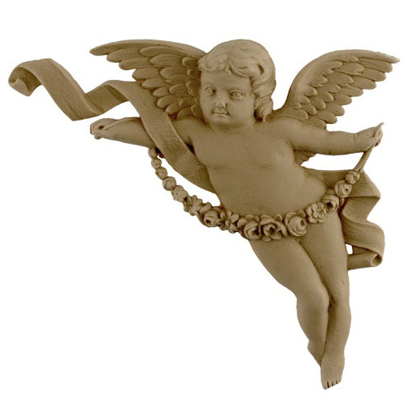Item Number: FCE-5167-CP-2 - 7"(W) x 6-1/4"(H) x 11/16"(Relief) - Cherub Applique (Right) - [Compo Material] - Brockwell Incorporated